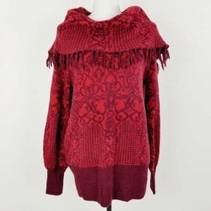 Knox Rose Pullover Red Damask Sweater XL